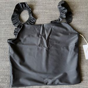 Ruffled extended length crop top